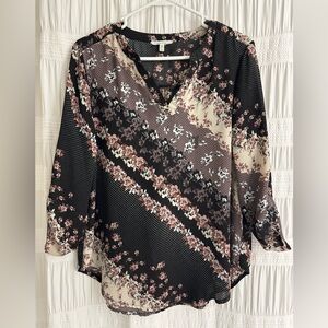 Maurices Black and Pink Floral Top